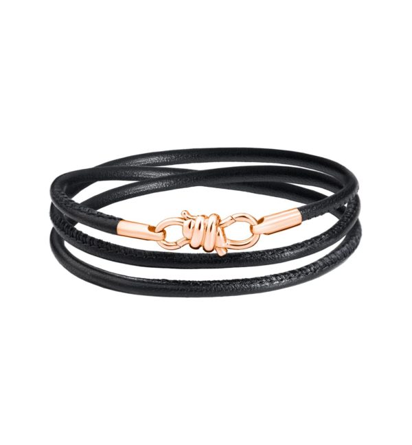 BRACCIALE NODO NERO ORO ROSA