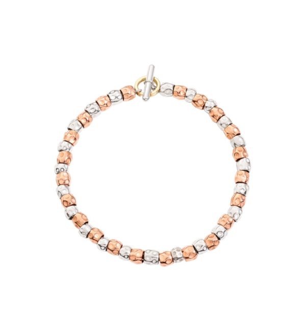 BRACCIALE GRANELLI ORO ROSA E ARGENTO