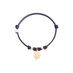 BRACCIALE CORDINO QUADRIFOGLIO ORO ROSA
