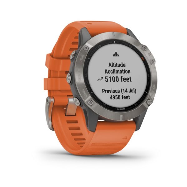 GARMIN- FENIX 6 Sapphire Titanium Orange