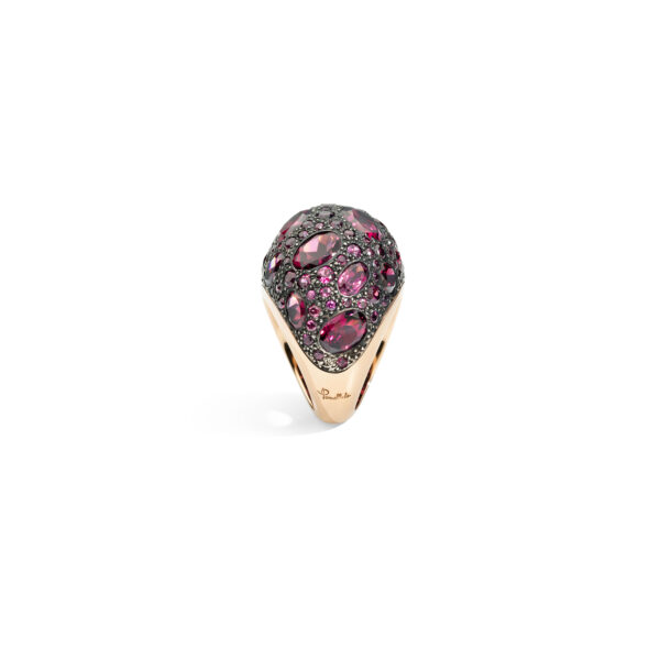 ANELLO TABOU ORO ROSA E ARGENTO BRUNITO CON GRANATO RODOLITE - immagine 2
