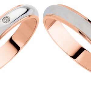 anello oro bianco, oro rosa e diamanti
