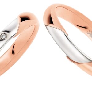 anello oro bianco, oro rosa e diamanti