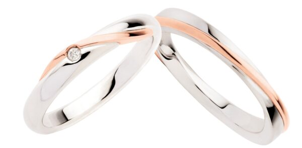 anello oro bianco e oro rosa
