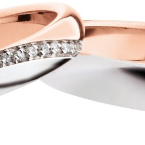 anello oro bianco, oro rosa e diamanti