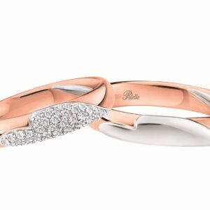 anello oro bianco, oro rosa e diamanti
