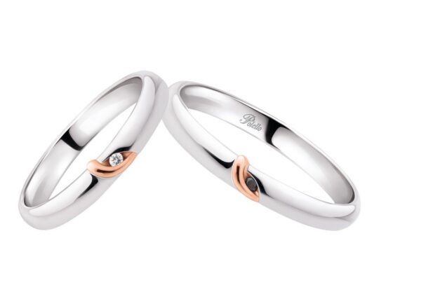 anello oro bianco, oro rosa e diamanti neri