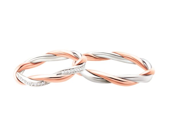 anello oro bianco, oro rosa e diamanti