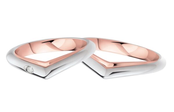 anello oro bianco, oro rosa e diamanti