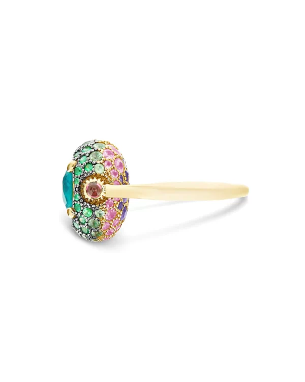 ANELLO "DANCING REVERSE" DOUBLE FACE IN ORO, DIAMANTI, TSAVORITE, AMETISTA, LABRADORITE VERDE E CRISTALLO DI ROCCA (MEDIO)