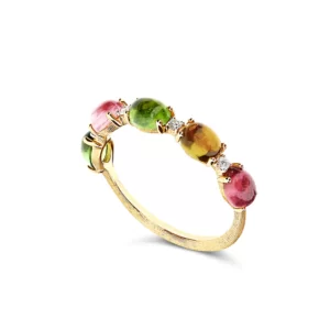 ANELLO "DANCING TOURMALINES" IN ORO, DIAMANTI E TORMALINE COLORATE