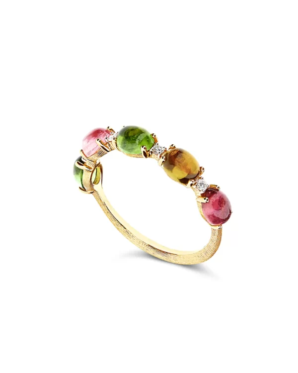 ANELLO "DANCING TOURMALINES" IN ORO, DIAMANTI E TORMALINE COLORATE