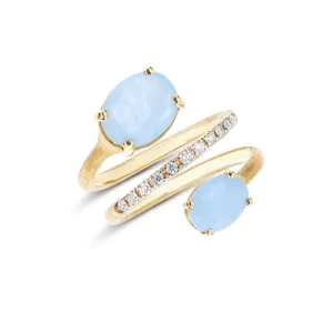 ANELLO CONTRARIÈ "IPANEMA" IN ORO, ACQUAMARINA E DIAMANTI