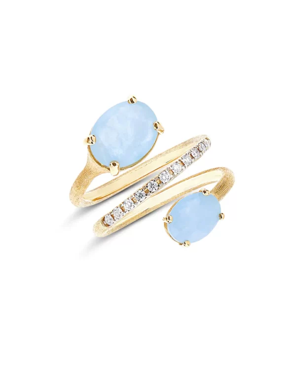 ANELLO CONTRARIÈ "IPANEMA" IN ORO, ACQUAMARINA E DIAMANTI