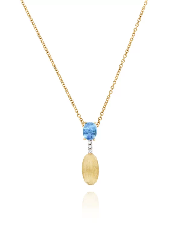 COLLANA "DANCING AZURE" PENDENTE CON CIONDOLO IN ORO, DIAMANTI E TOPAZIO LONDON BLU (CORTA)