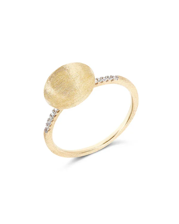 ANELLO "DANCING ÉLITE" CON BOULE IN ORO INCISA A MANO E PAVÉ DI DIAMANTI (PICCOLO)